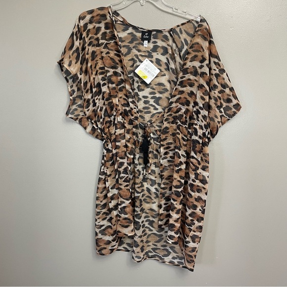 NWT Echo sheer leopard swim coverup breezy beach mini dress vacation - Picture 3 of 12